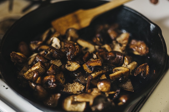Perfectly browned wild mushrooms, ready for seasoning.