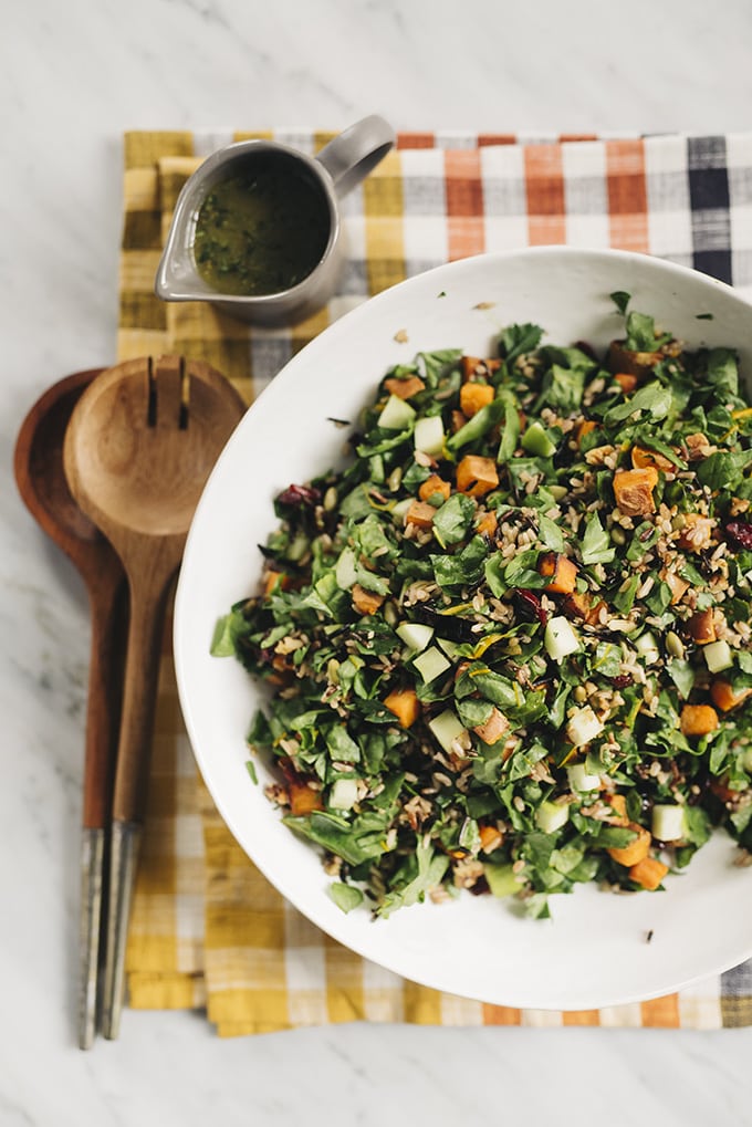 Wild Rice Grain Salad with Sweet Potatoes and Bitter Greens