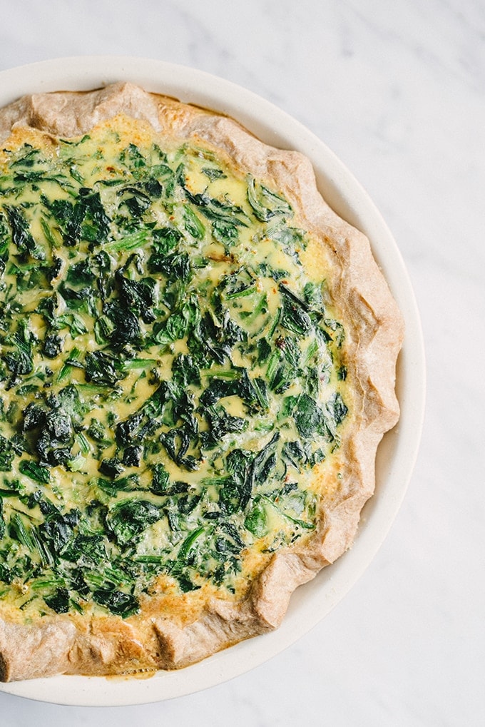 Spinach and Onion Quiche with Whole Wheat Pastry Crust
