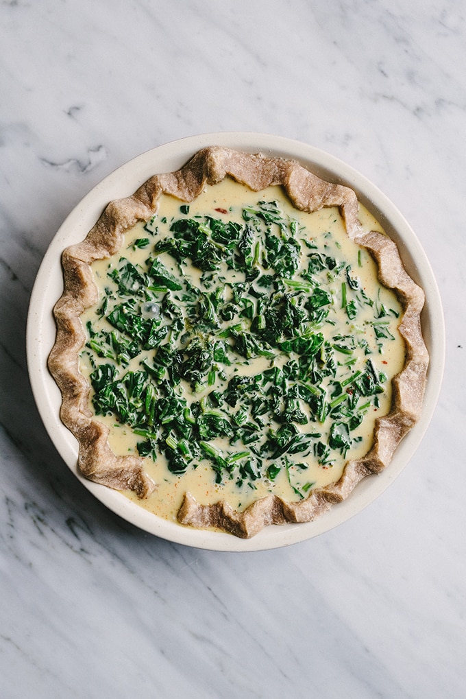 Spinach and Onion Quiche with Whole Wheat Pastry Crust