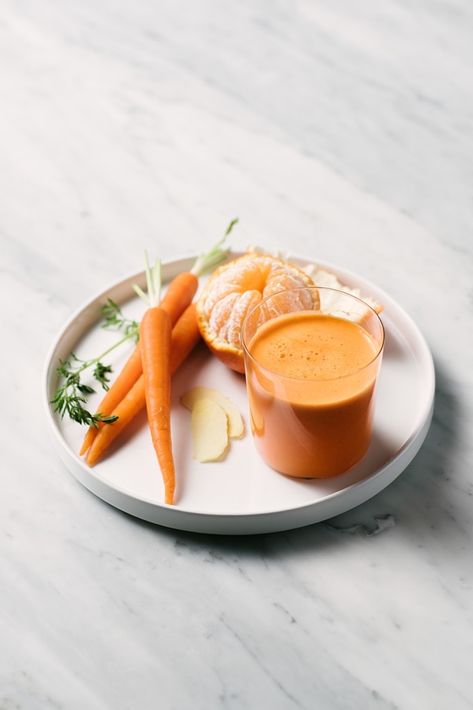 This carrot orange ginger juice is packed with Vitamin C and perfect for staving off a cold during these transitional months from winter to spring.