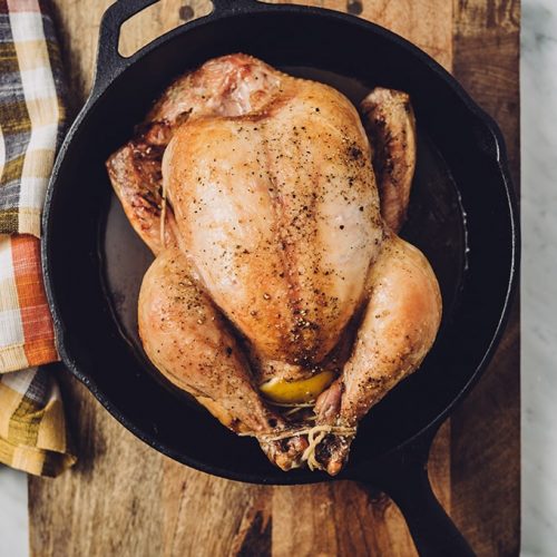 Cast Iron Skillet Whole Roasted Chicken - Our Salty Kitchen