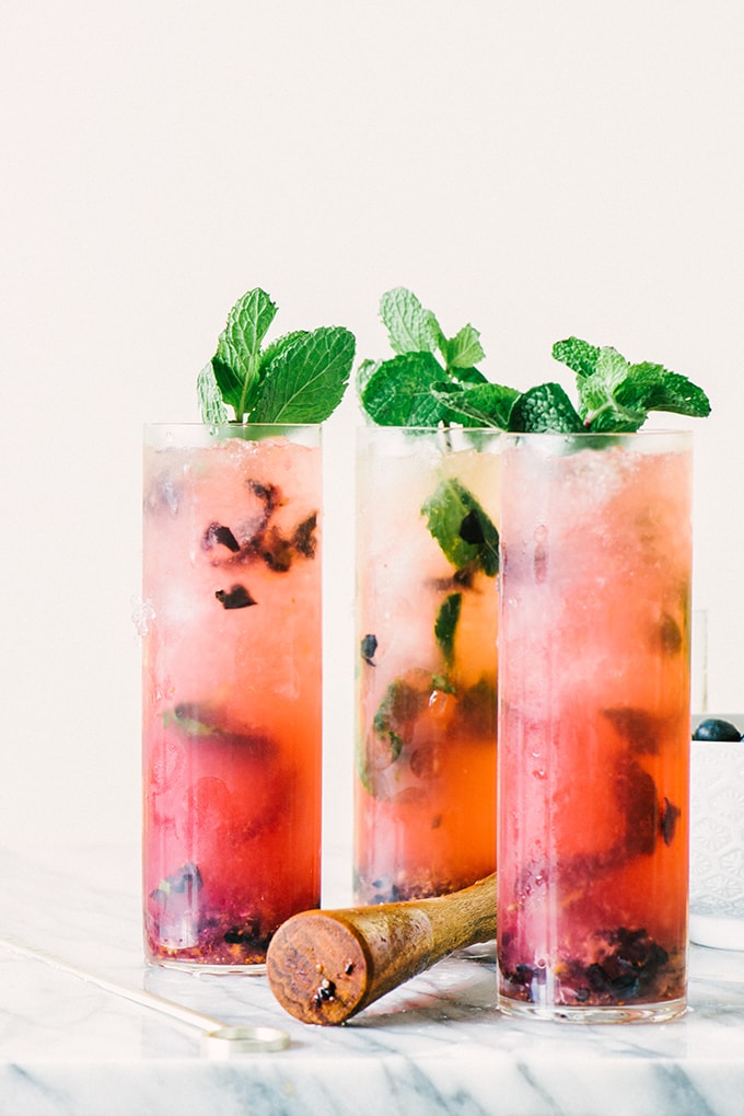 This blueberry mint julep is an easy, seasonal, and fun twist on the classic summer cocktail that's almost too pretty to drink - almost. 