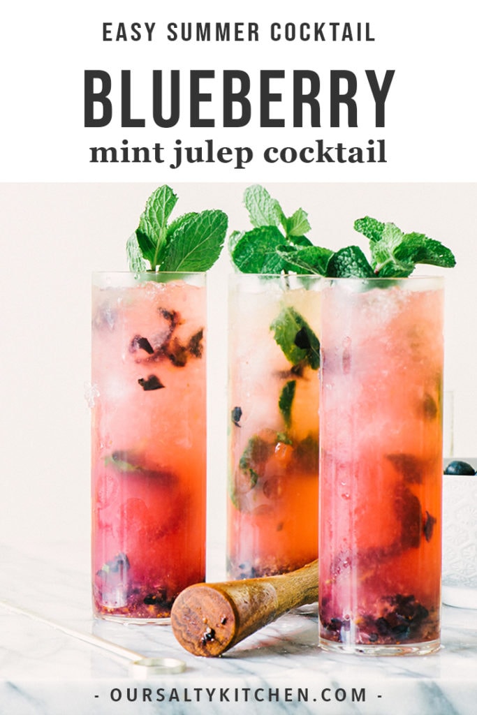 This blueberry mint julep is an easy, seasonal, and fun twist on the classic summer cocktail that's almost too pretty to drink - almost.