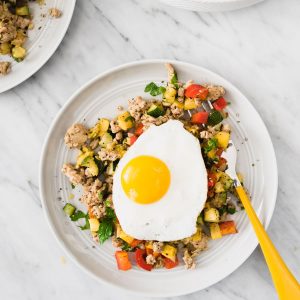 Paleo Ground Turkey Hash with Squash and Peppers