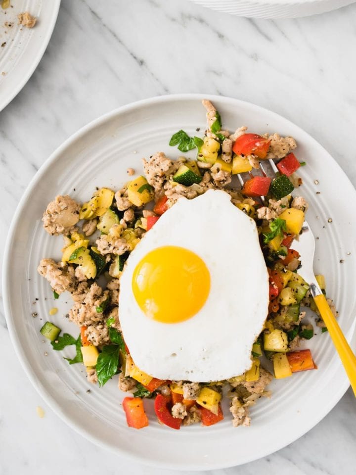 Paleo Ground Turkey Hash with Squash and Peppers