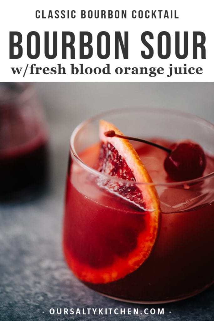 A blood orange cocktail is the perfect celebration of winter's best cocktail flavors. Embrace the bitter notes of fresh blood oranges paired with smokey, sweet bourbon in this blood orange bourbon sour. This winter bourbon cocktail is so easy to make, super refreshing, and strikes the perfect balance between sweet and bitter.