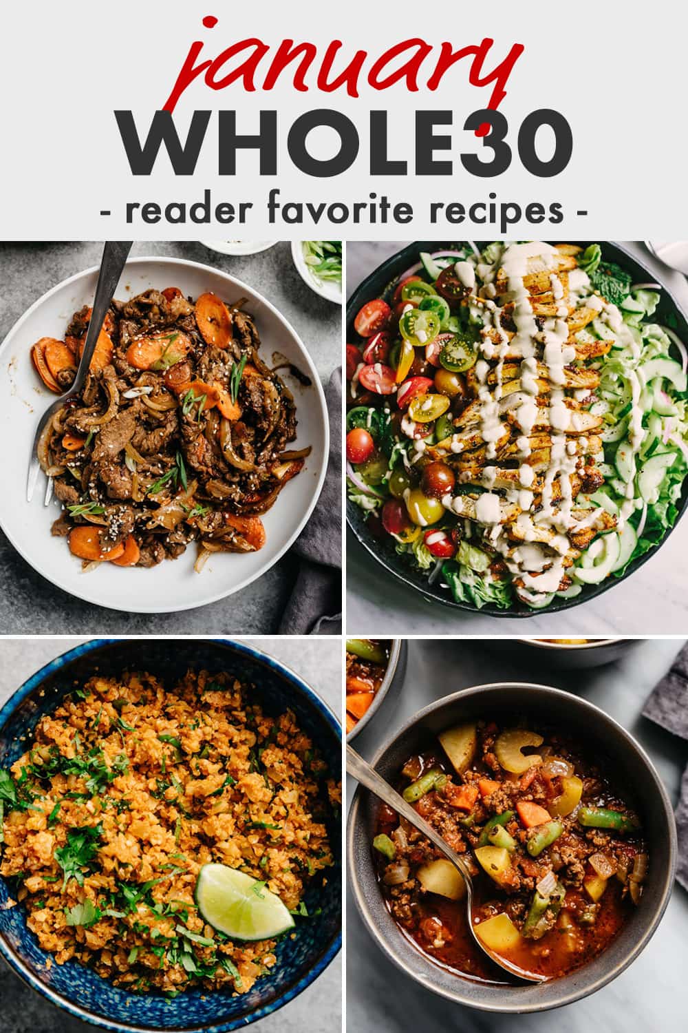 Pinterest collage for a January Whole30 recipe round-up.