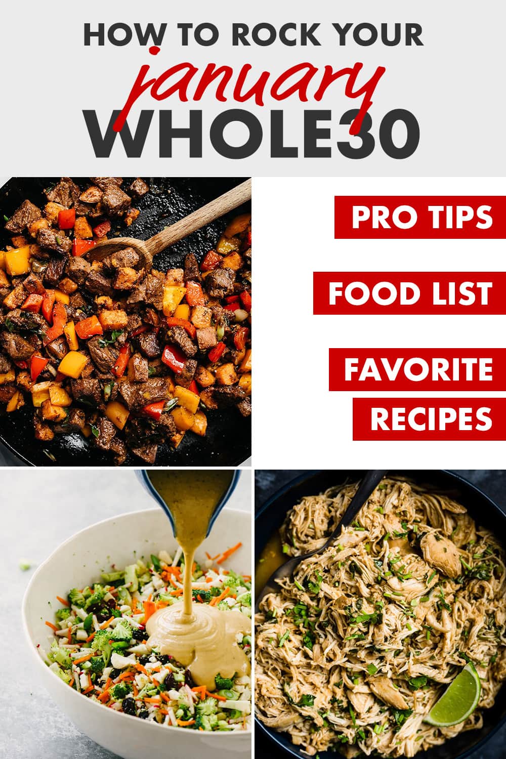 Pinterest collage for a January Whole30 tips and tricks post.