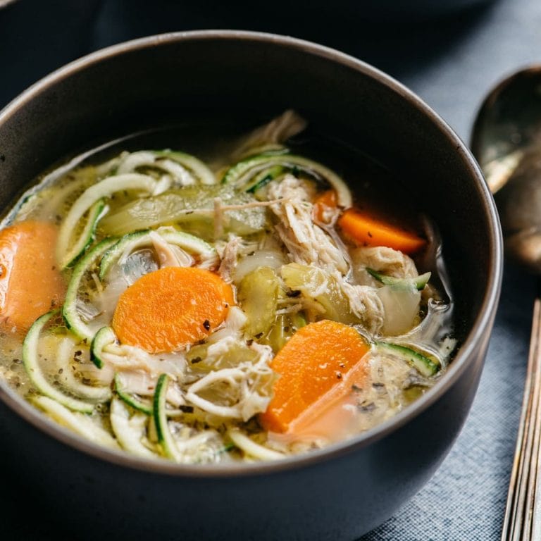 Chicken Zoodle Soup (Low Carb, Whole30) - Our Salty Kitchen