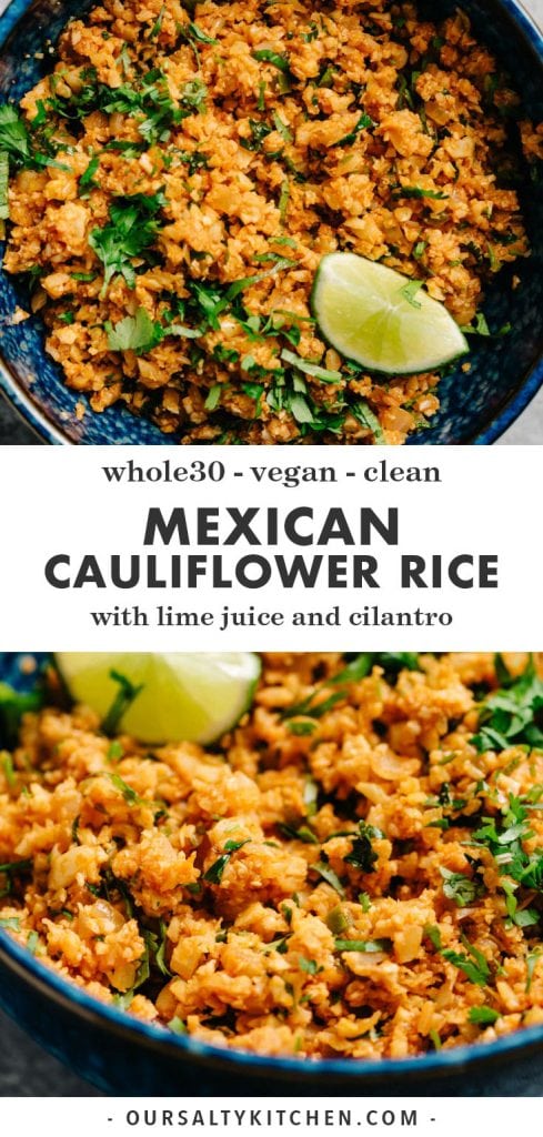 Pinterest collage for a mexican cauliflower rice recipe.