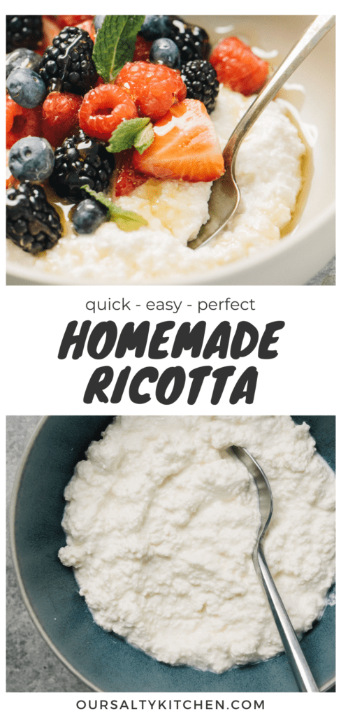 Pinterest collage for a ricotta cheese recipe.