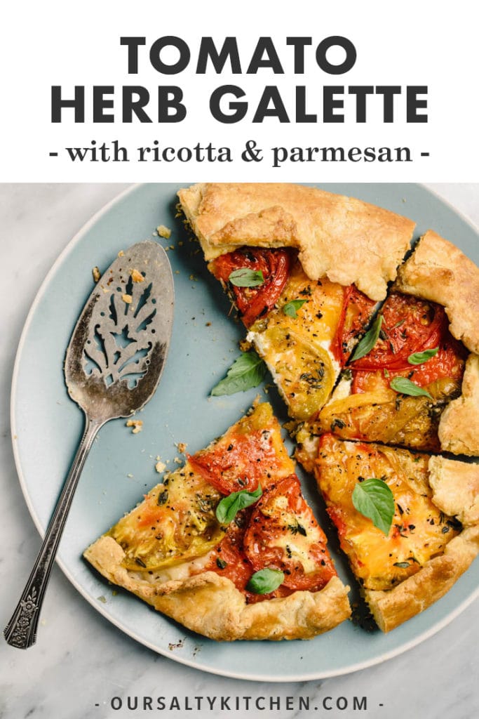Pinterest image for a savory tomato galette recipe.