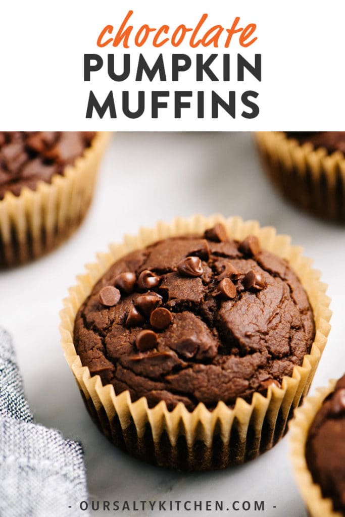 Pinterest image for sugar free chocolate pumpkin muffin recipe.