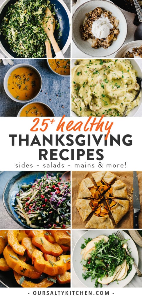 Pinterest collage for a collection of healthy thanksgiving recipes.