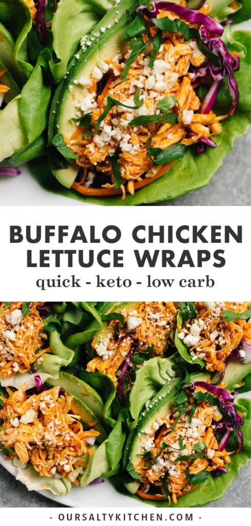 Pinterest collage for quick and easy Buffalo Chicken Lettuce Wraps.