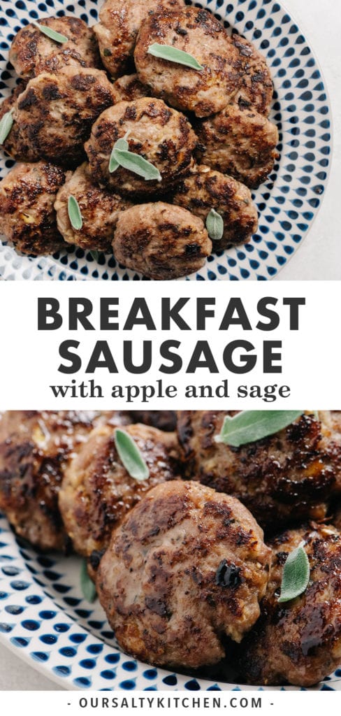 Pinterest collage for apple sage breakfast sausage recipe.