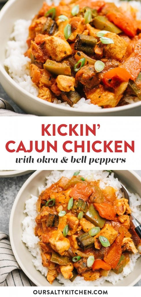 Pinterest collage for a cajun chicken recipe.