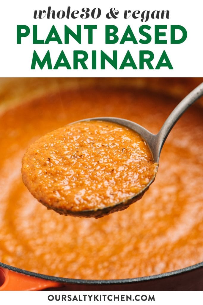 Pinterest image for vegan and dairy free marinara sauce.