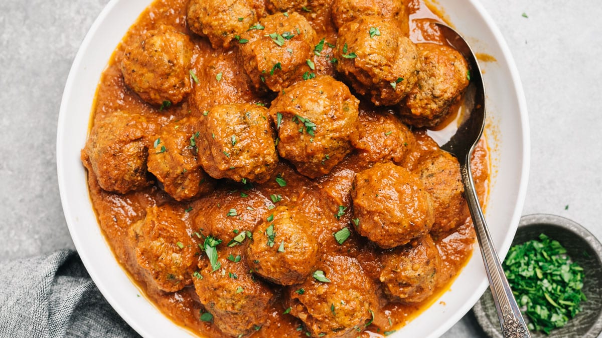 Healthy Italian Meatballs (No Bread Crumbs!) - Our Salty Kitchen