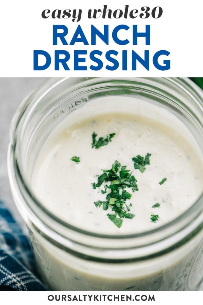 Pinterest image for paleo and dairy free Ranch dressing.