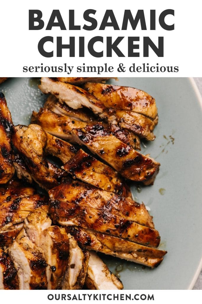 Pinterest image for whole30 and low carb balsamic chicken thighs.