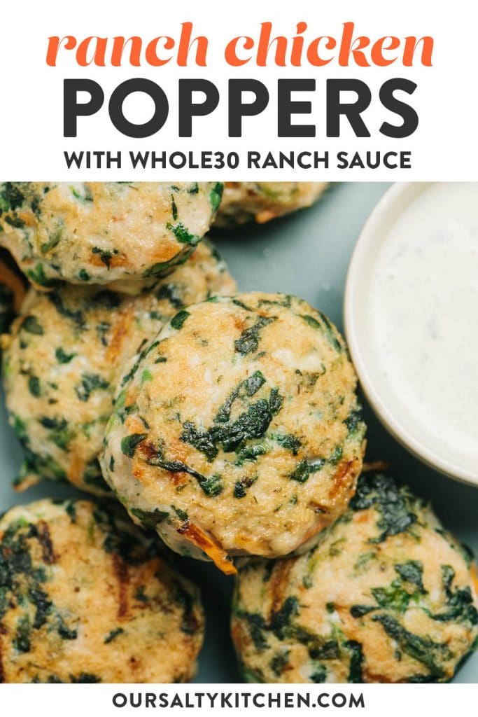 Pinterest image for Whole30 ranch chicken meatballs