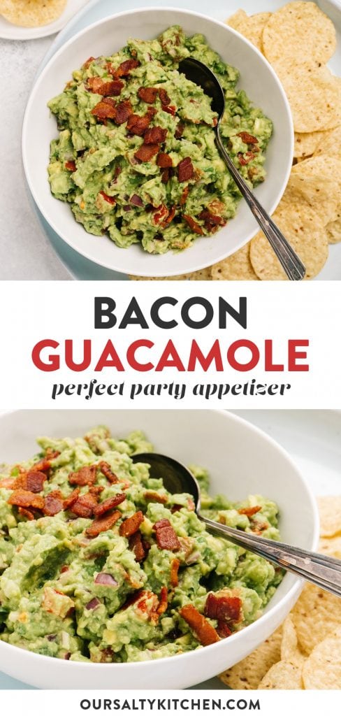 Pinterest collage for a bacon guacamole recipe.