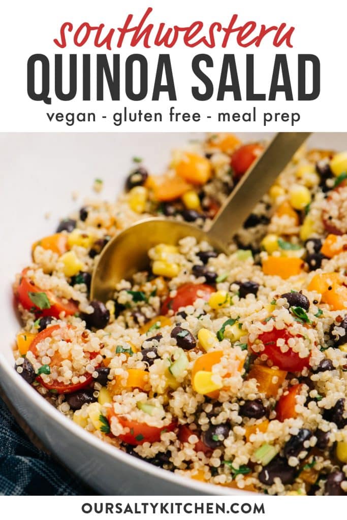Pinterest image for a southwestern quinoa salad recipe.