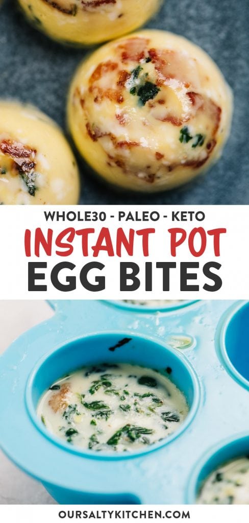 Pinterest collage for whole30 egg bites cooked in an instant pot.