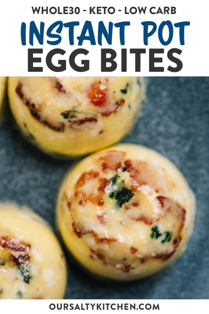 Pinterest image for whole30 egg bites cooked in an instant pot.