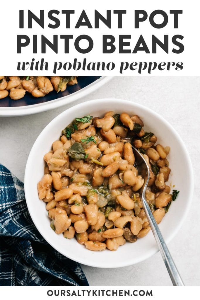 Pinterest image for a recipe for mexican pinto beans cooked in a pressure cooker.