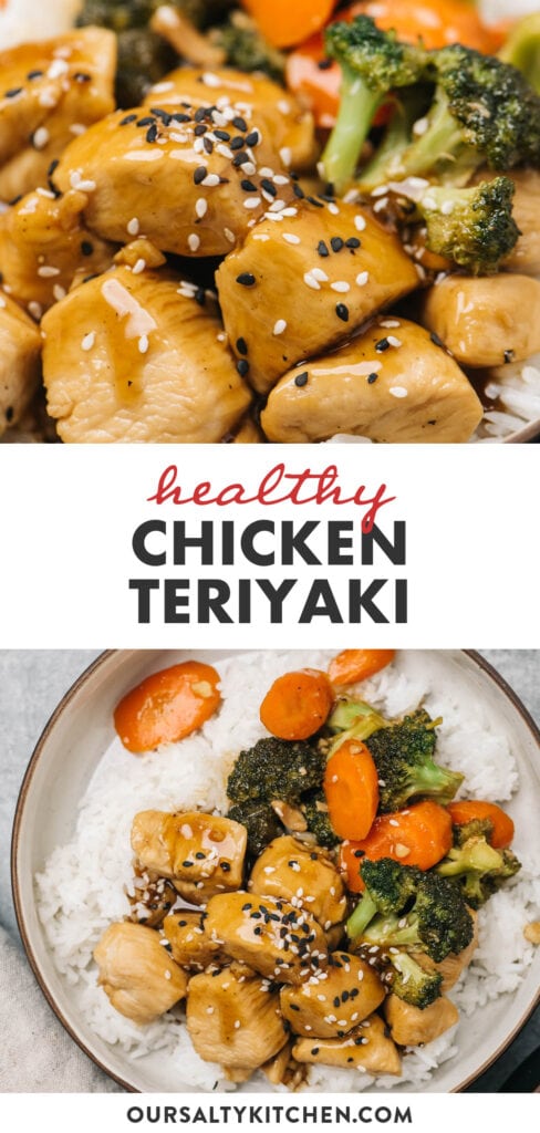 Pinterest collage for a healthy chicken teriyaki recipe.