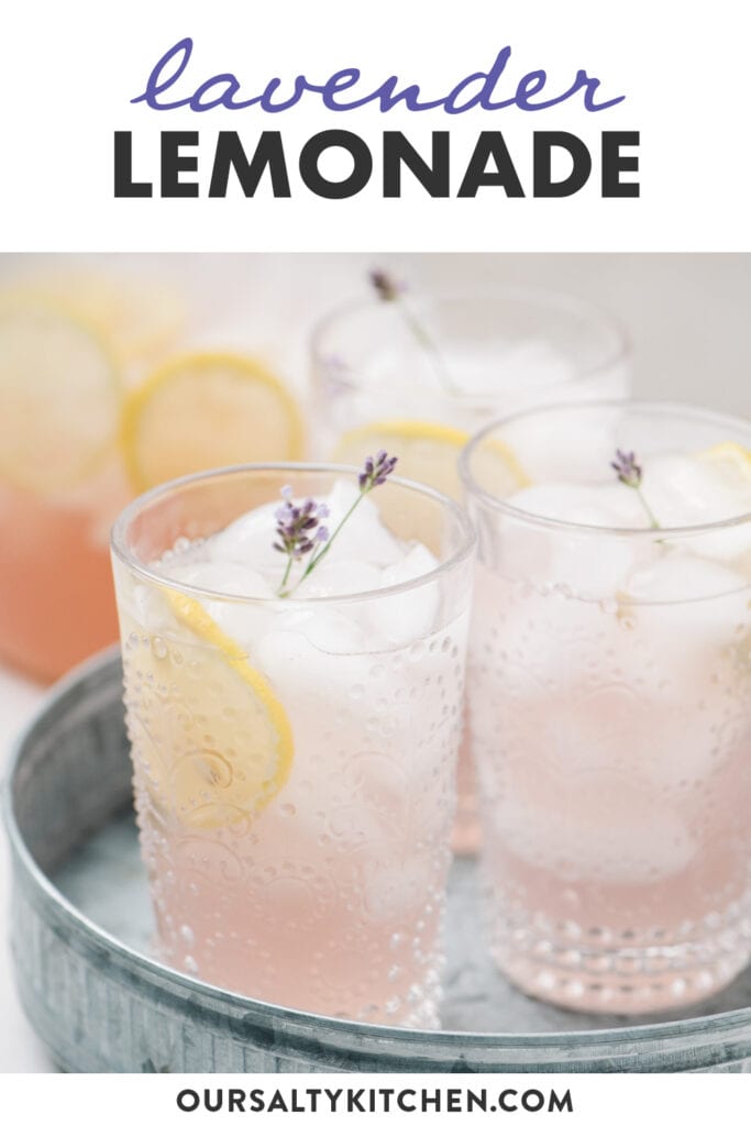 Pinterest image for a lavender lemonade recipe.