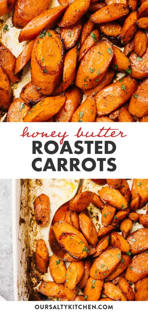 Pinterest collage for roasted carrots with honey butter.