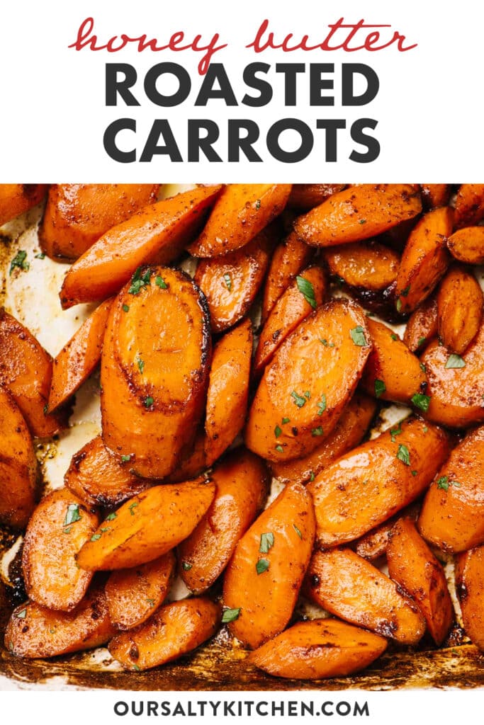 Pinterest image for roasted carrots with honey butter.