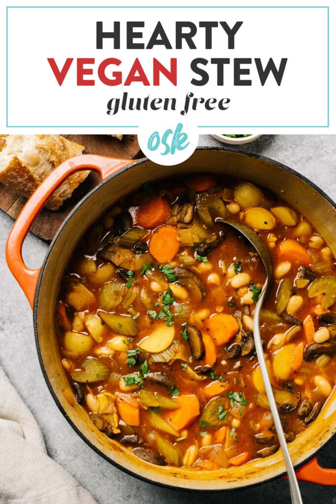 Pinterest image for a vegan stew recipe.