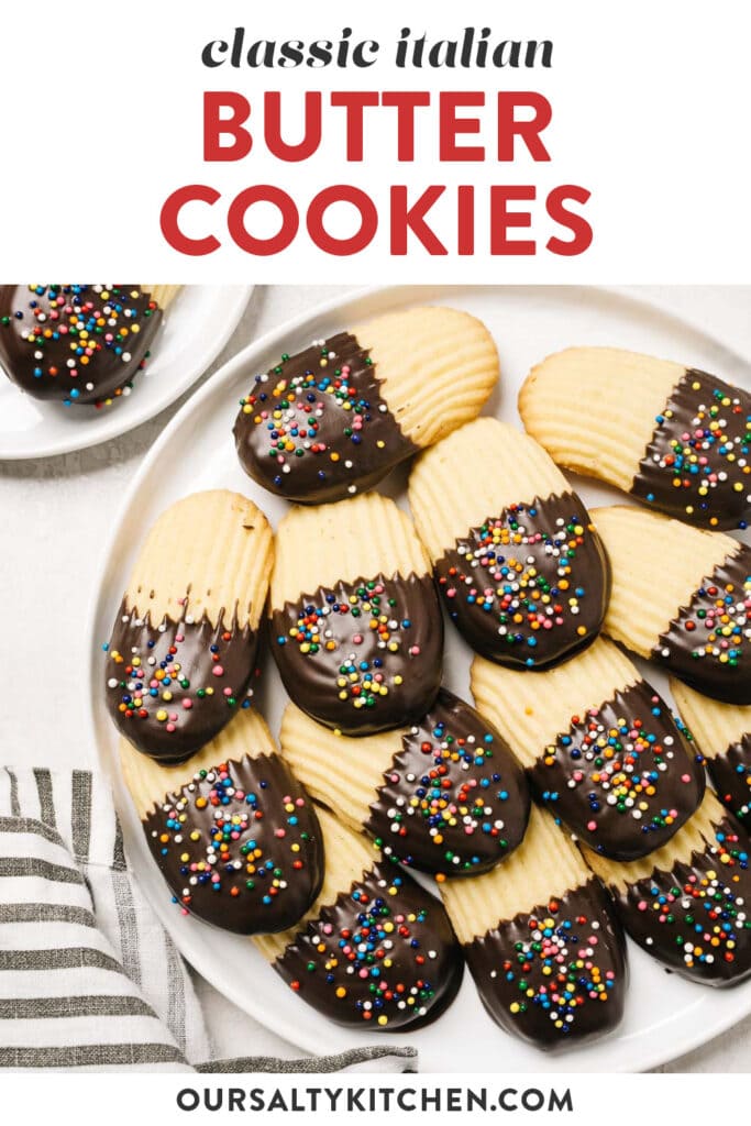 Pinterest image for bakery style italian butter cookies recipe.