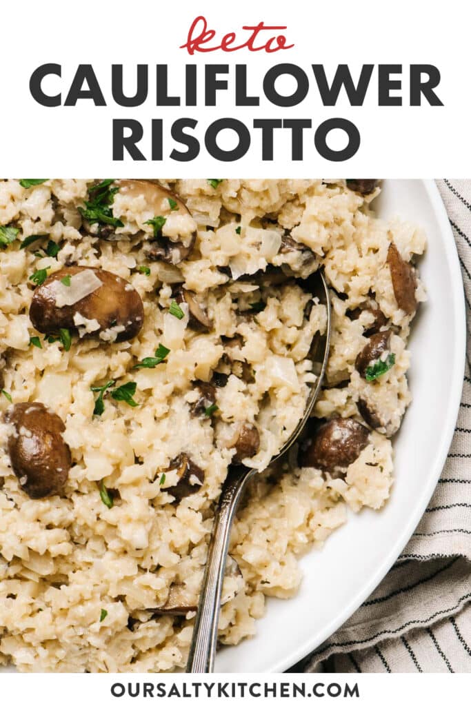 Pinterest image for creamy keto cauliflower risotto.