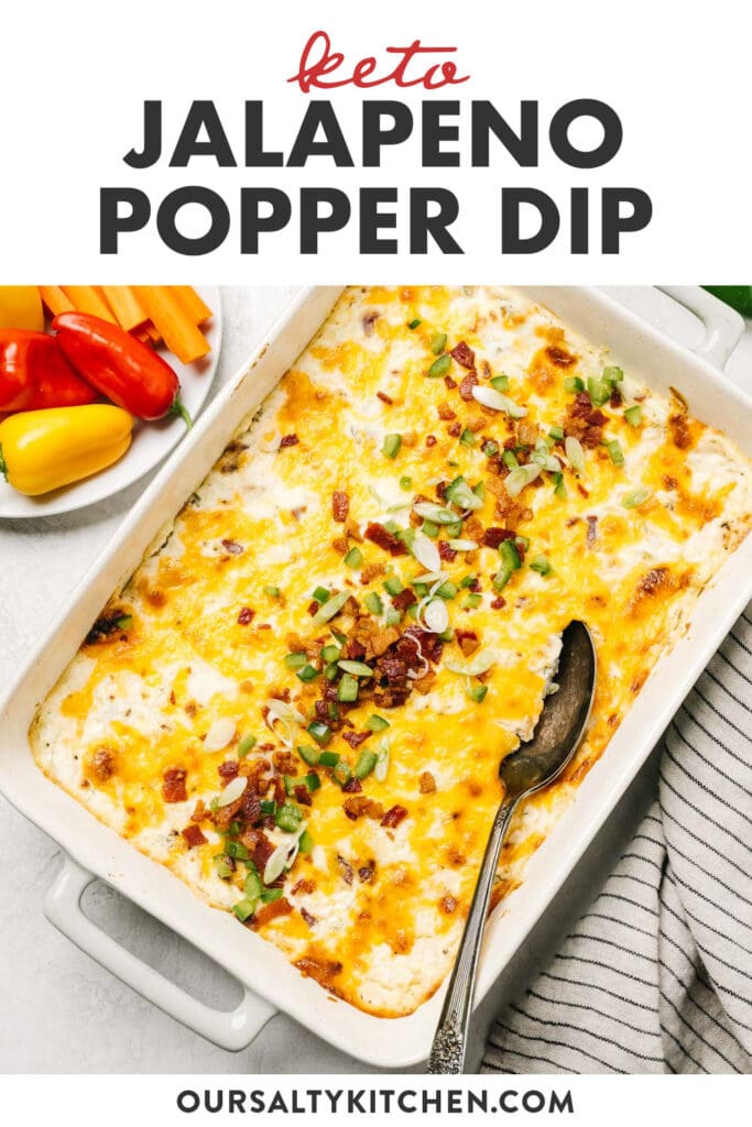 Pinterest image for a keto appetizer recipe - Jalapeno Popper Dip.