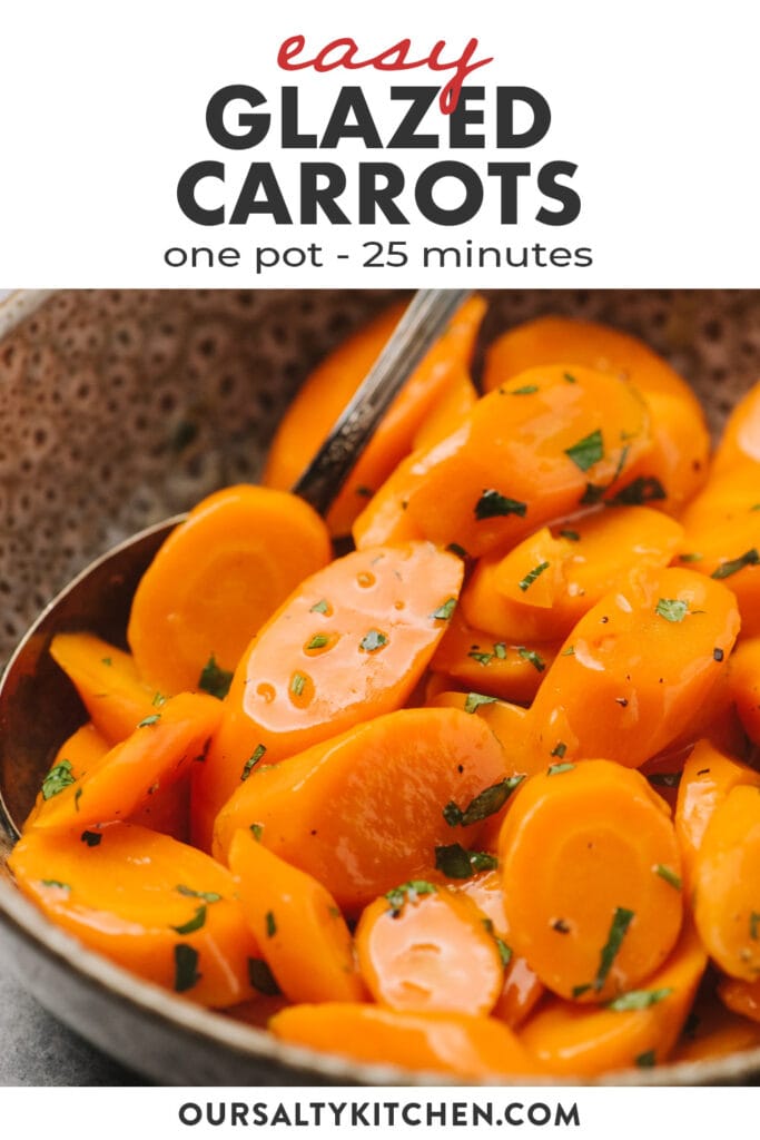 Pinterest image for easy glazed carrots recipe.