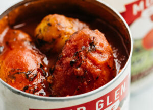Whole fire roasted tomatoes in a can.