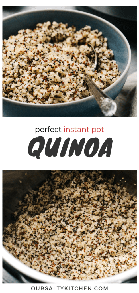 Pinterest collage for a recipe for Instant Pot Quinoa.