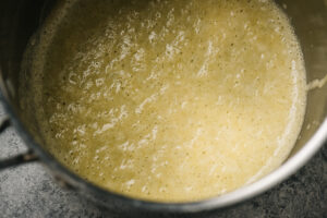 Butter and flour roux in a 2-quart saucepot.