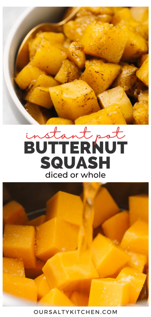 Pinterest collage for an instant pot butternut squash recipe.
