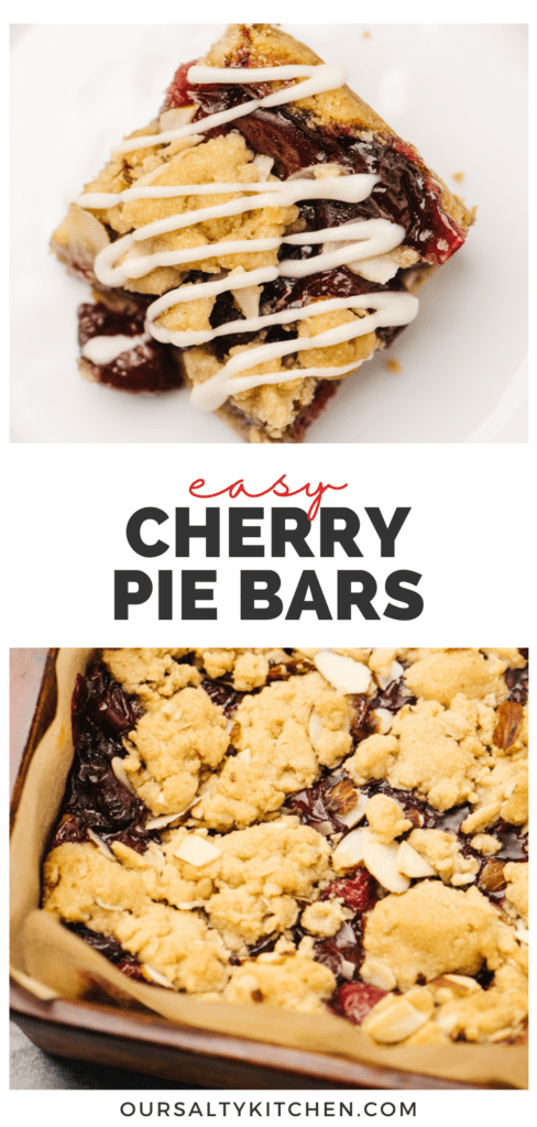 Pinterest collage for easy cherry pie bars.