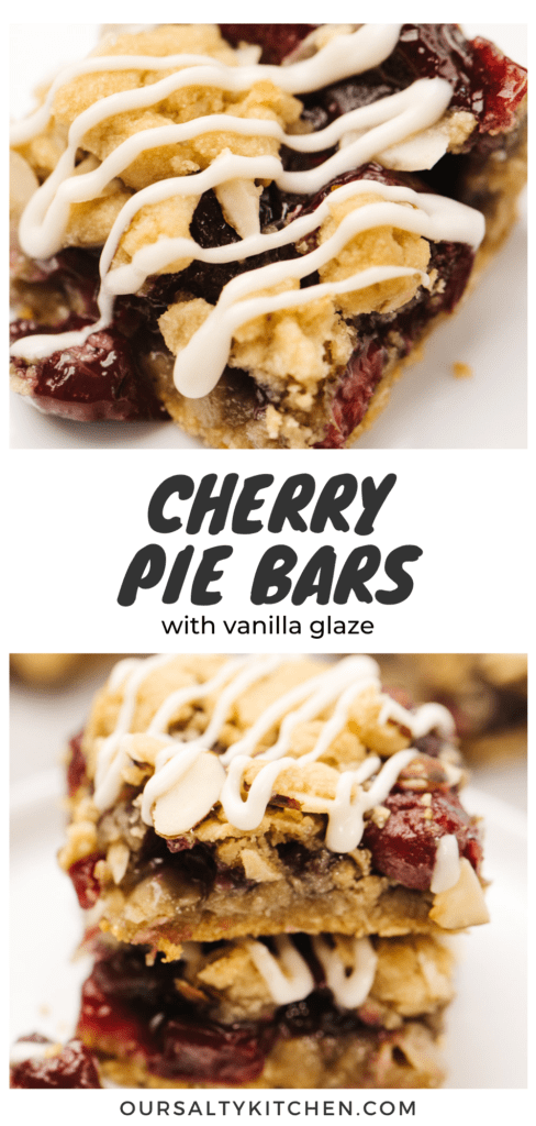 Pinterest collage for homemade cherry pie bars.