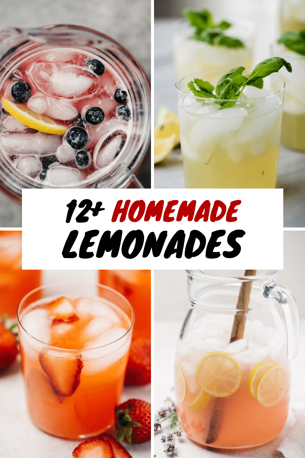 A collage of homemade lemonade recipes.
