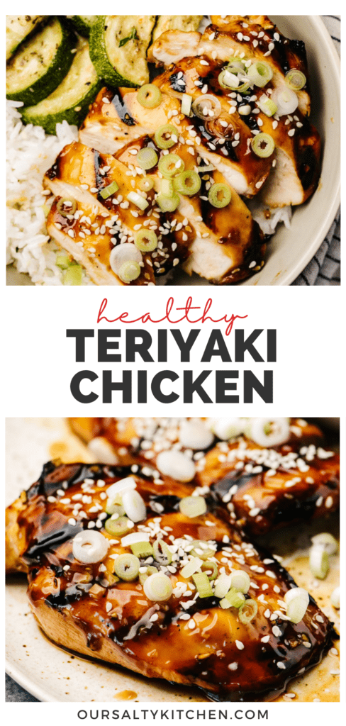 Pinterest collage for a healthy paleo teriyaki chicken recipe.