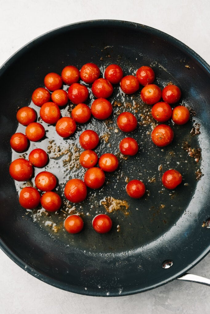 Cherry tomatoes in a 12" skillet.